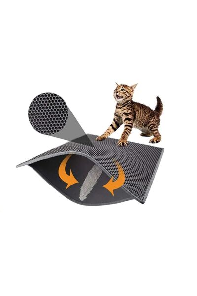 Elekli Kedi Tuvalet Önü Kedi Paspası Gri