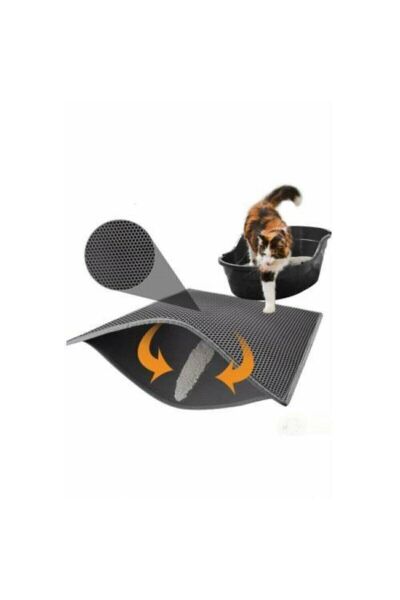 Elekli Kedi Tuvalet Önü Paspası 60 X 45 Cm Gri