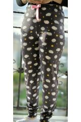 Kadın Ekose-Desenli-Düz Pamuk Viskon Pijama Alt