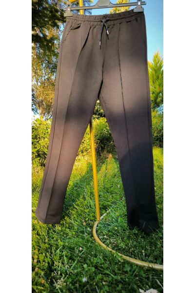 Beli Lastikli Cepli Kordonlu Önü Nervür Dikişli Unisex Eşofman Altı