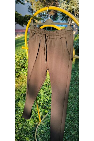 Beli Lastikli Cepli Kordonlu Önü Nervür Dikişli Unisex Eşofman Altı Siyah