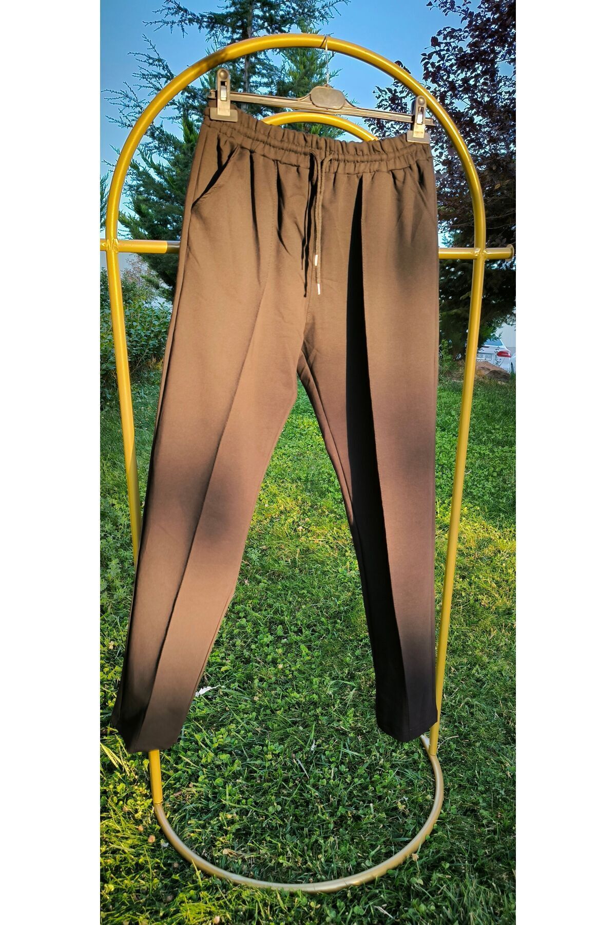 Beli Lastikli Cepli Kordonlu Önü Nervür Dikişli Unisex Eşofman Altı Siyah