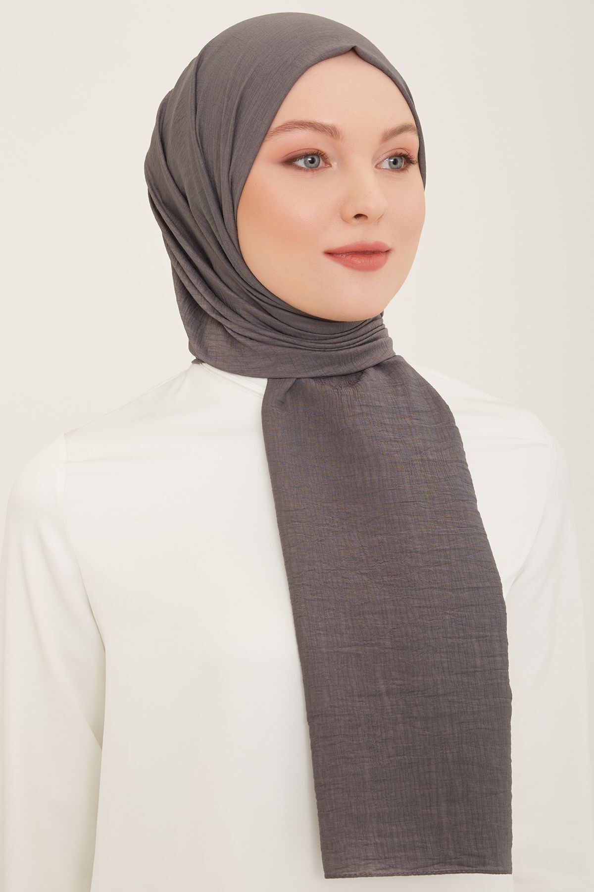 Armine Trend Woody Düz Pamuklu Şal Kadın Tesettür Hijab ANTRASİT