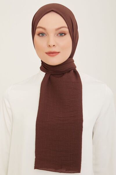 Armine Trend Woody Düz Pamuklu Şal Kadın Tesettür Hijab ACI KAHVE