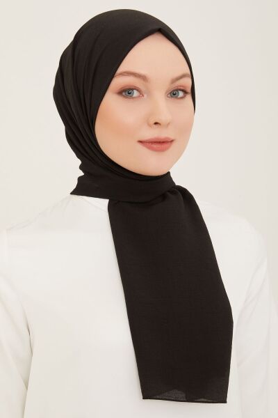 Armine Trend Woody Düz Pamuklu Şal Kadın Tesettür Hijab SİYAH