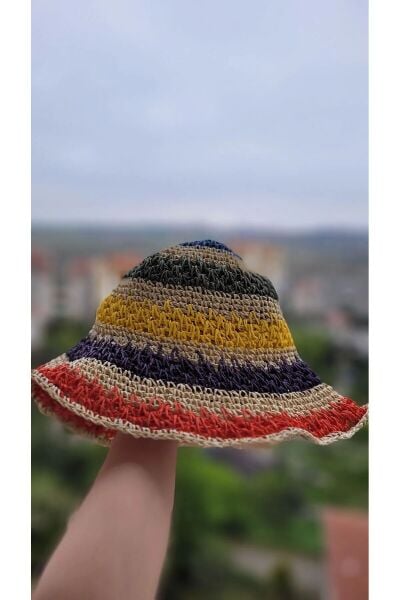 Örgü Hasır Bucket Kadın Şapka