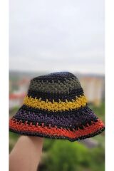 Örgü Hasır Bucket Kadın Şapka