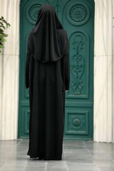 Pamuklu Penye Kumaş Namaz Elbisesi Pratik Başörtülü Boydan Giymeli