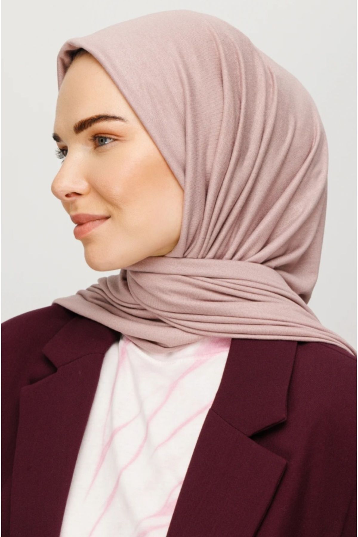 Tesettür Hijab Penye Şal GÜL KURUSU