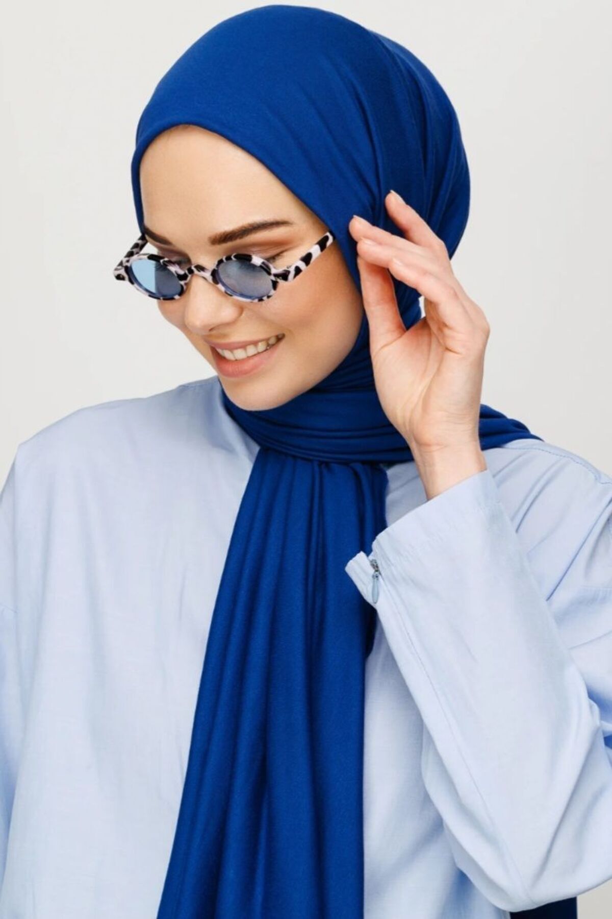 Tesettür Hijab Penye Şal Saks Mavi