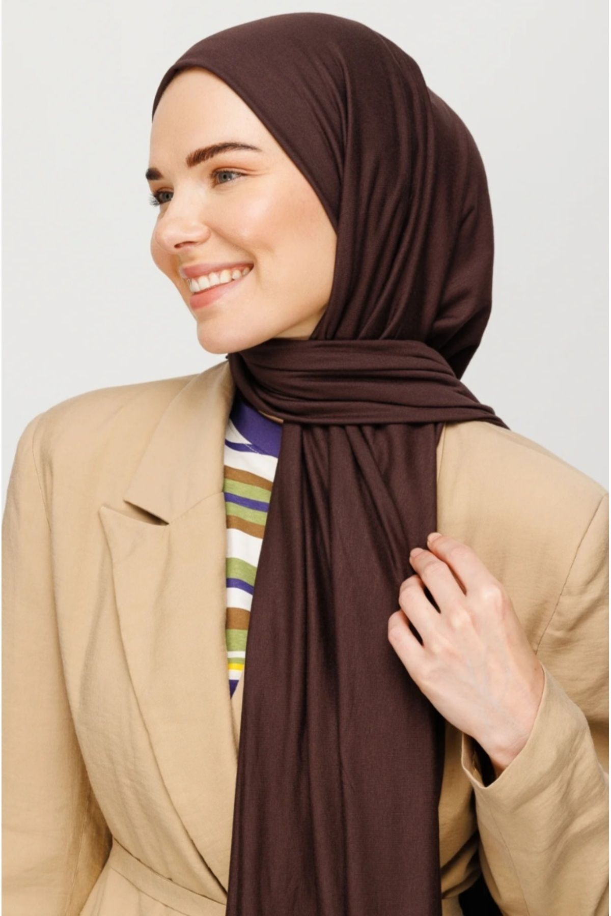 Tesettür Hijab Penye Şal Acı Kahve