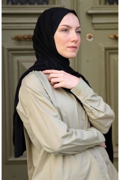 Tesettür Hijab Penye Şal Siyah