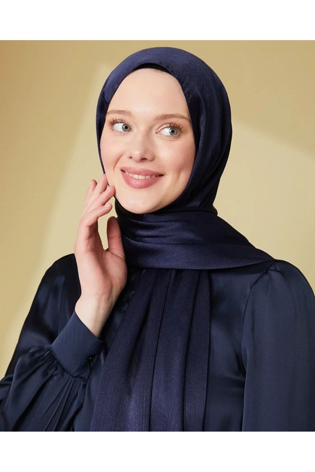 Tesettür Hijab Janjan Abiye Saten Dokulu Vual İpek Şal