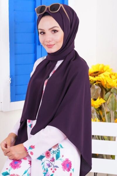 Tesettür Hijab Medine İpeği Şal Mürdüm
