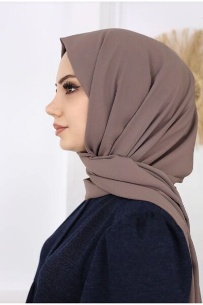 Tesettür Hijab Medine İpeği Şal Koyu Vizon