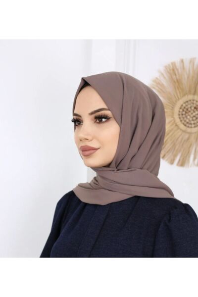 Tesettür Hijab Medine İpeği Şal Koyu Vizon