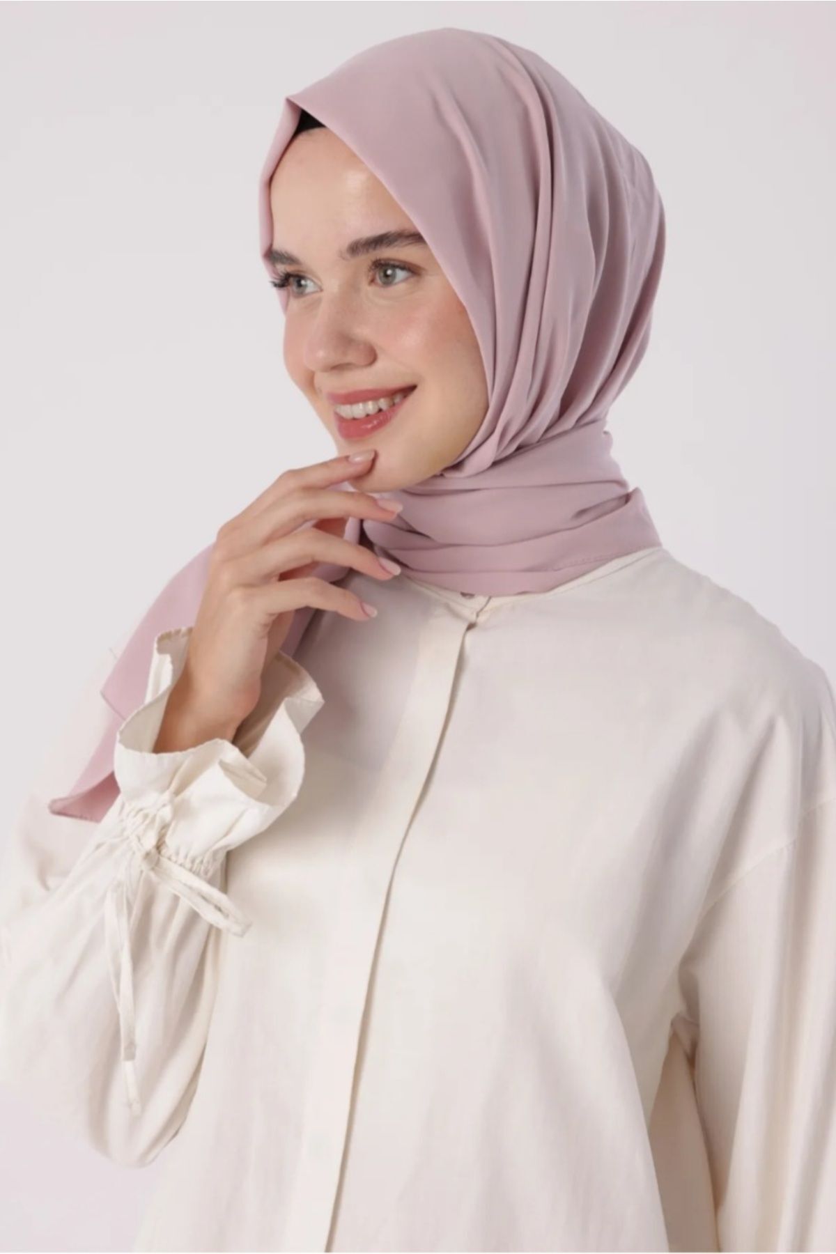 Tesettür Hijab Medine İpeği Şal Toz Pembe