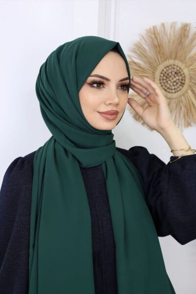 Tesettür Hijab Medine İpeği Şal Zümrüt