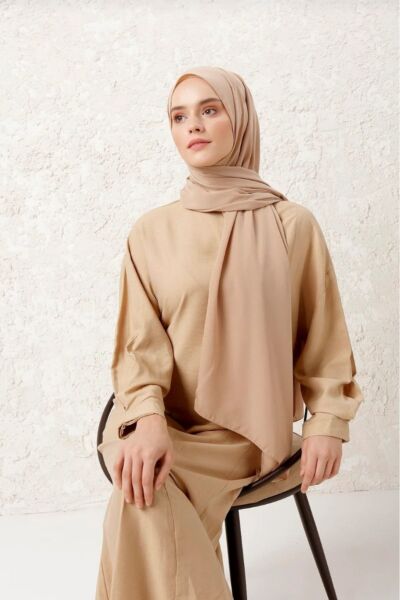 Tesettür Hijab Medine İpeği Şal Camel