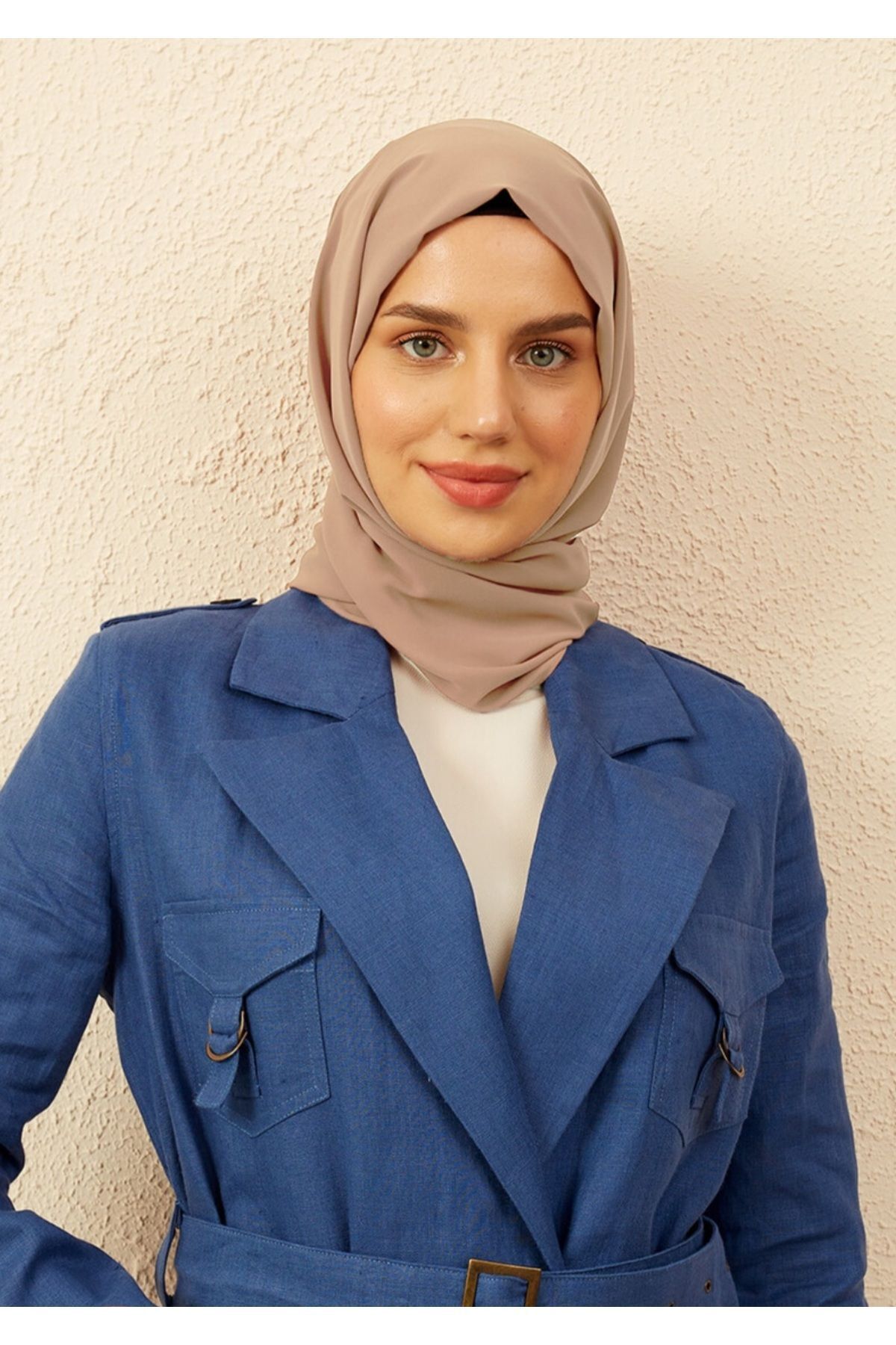 Tesettür Hijab Medine İpeği Şal Kum Beji