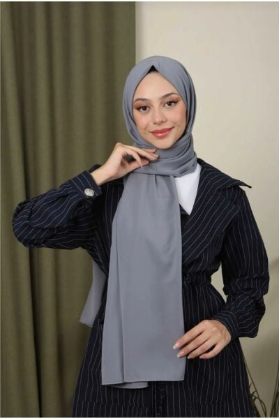 Tesettür Hijab Medine İpeği Şal Gri