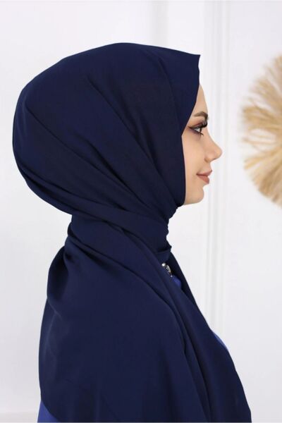 Tesettür Hijab Medine İpeği Şal Lacivert
