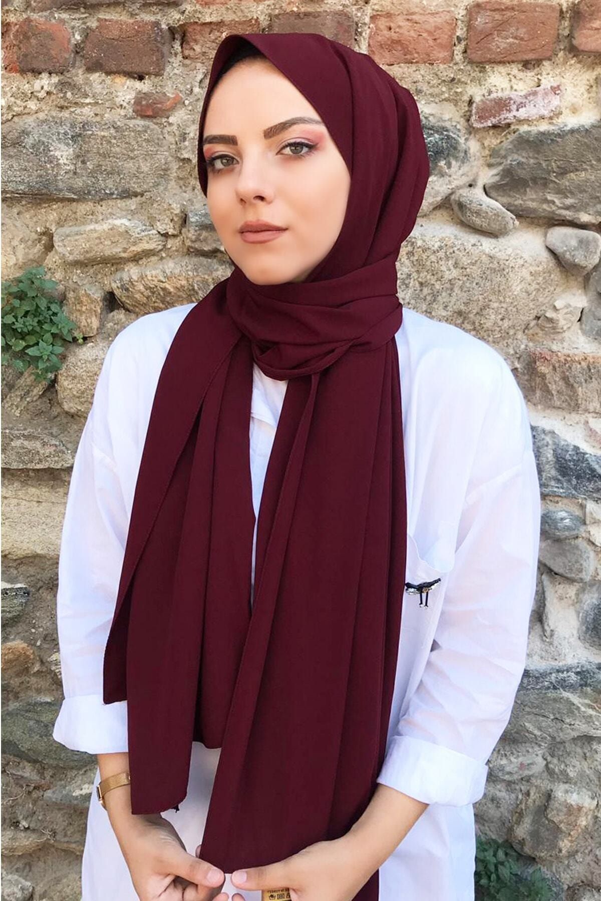 Bordo Medine Ipeği Şal