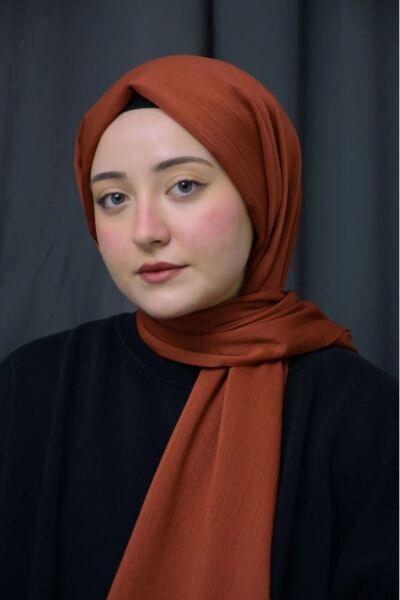 Kadın Tesettür İpeksi Krinkıl Şal*BAKIR