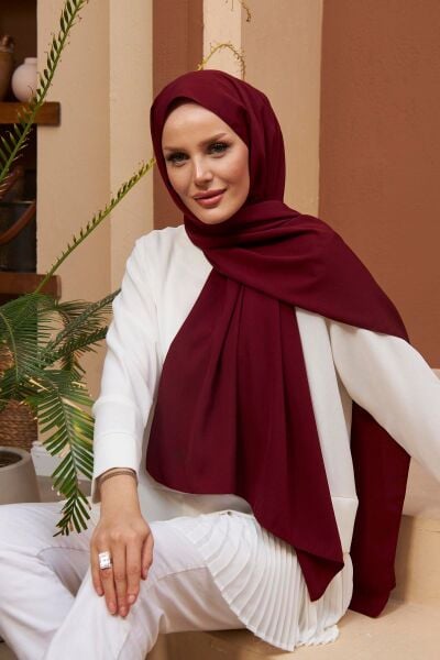 Tesettür Hijab Medine Ipeği Şal*bordo