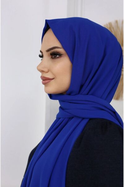 Tesettür Hijab Medine Ipeği Şal*saks Mavi