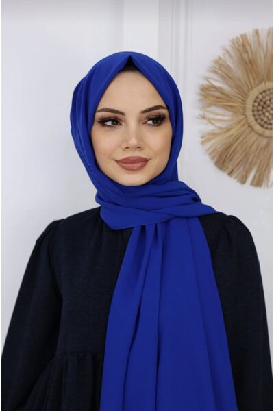 Tesettür Hijab Medine Ipeği Şal*saks Mavi
