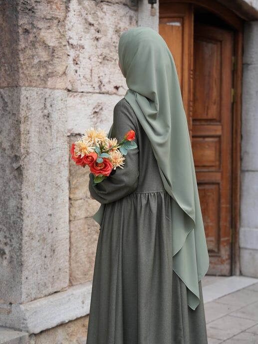 Tesettür Hijab Medine Ipeği Şal*küf Yeşil