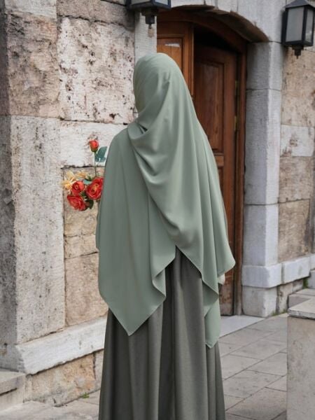 Tesettür Hijab Medine Ipeği Şal*küf Yeşil