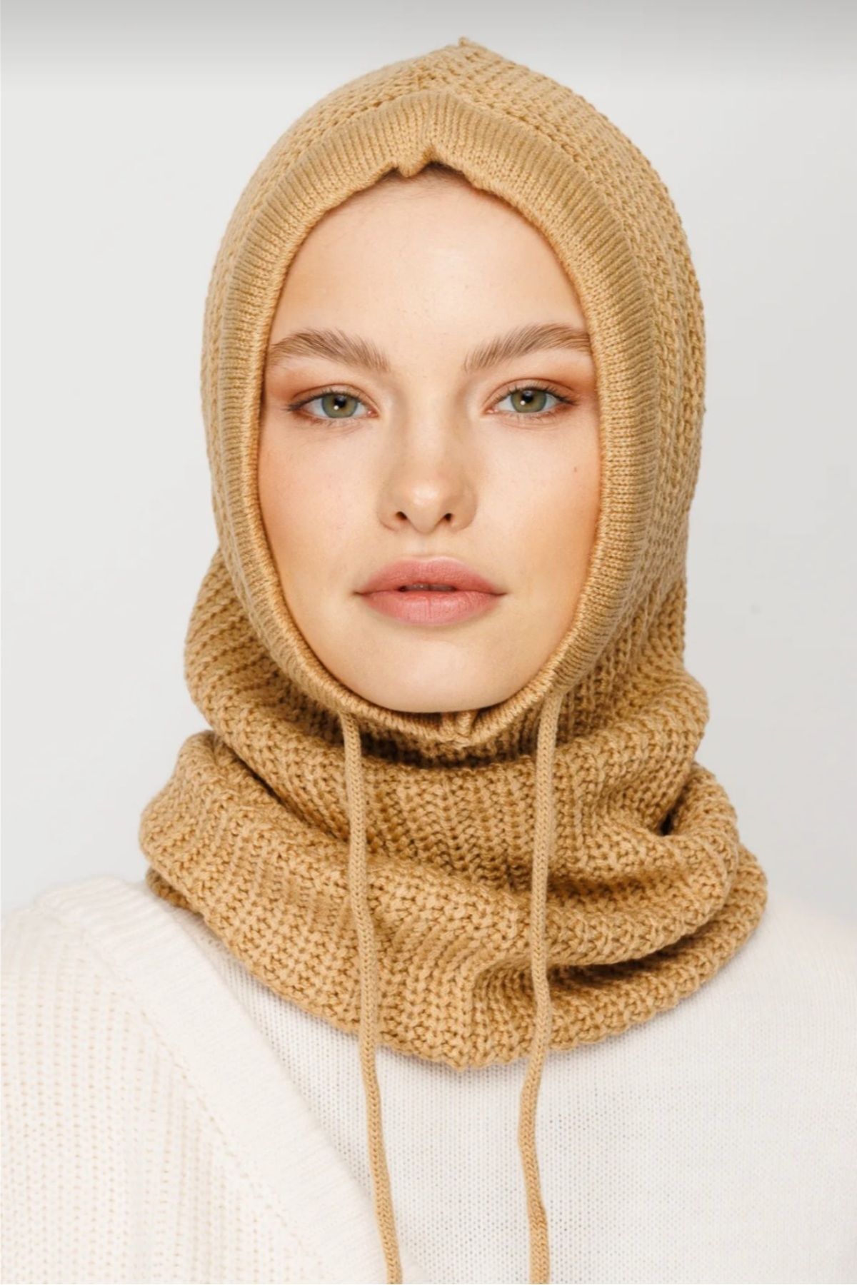 Balaclava Triko Başlık CAMEL