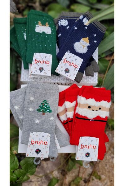 Pamuklu 12'li Yılbaşı Konseptli Kutulu Soket Çorap Unisex