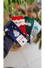Pamuklu 4'lü Yılbaşı Konseptli Soket Çorap Unisex