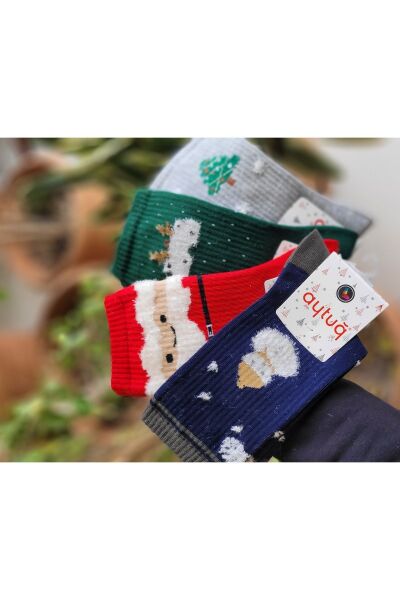Pamuklu 4'lü Yılbaşı Konseptli Soket Çorap Unisex