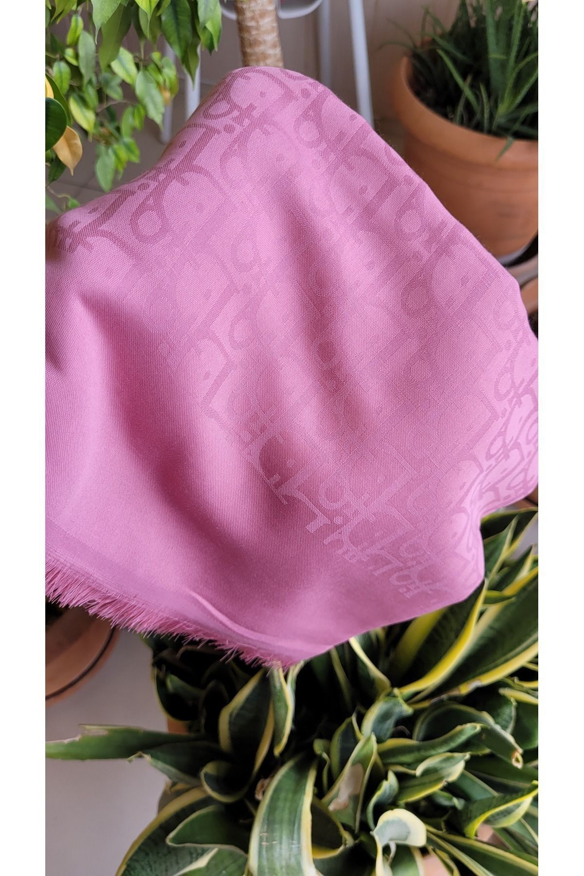 Kadın Tesettür Ipeksi Pamuk Jakar D Desen Şal*pembe