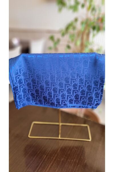 Kadın Tesettür Ipeksi Parlak Jakar D Desen Şal*indigo
