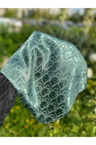 Kadın Tesettür Ipeksi Parlak Jakar D Desen Şal*küf Yeşili