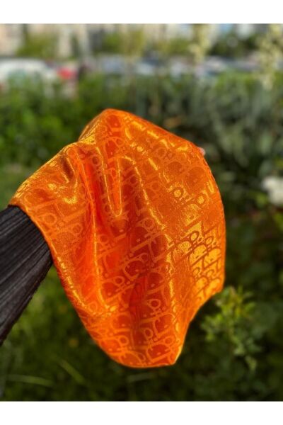 Kadın Tesettür Ipeksi Parlak Jakar D Desen Şal*turuncu
