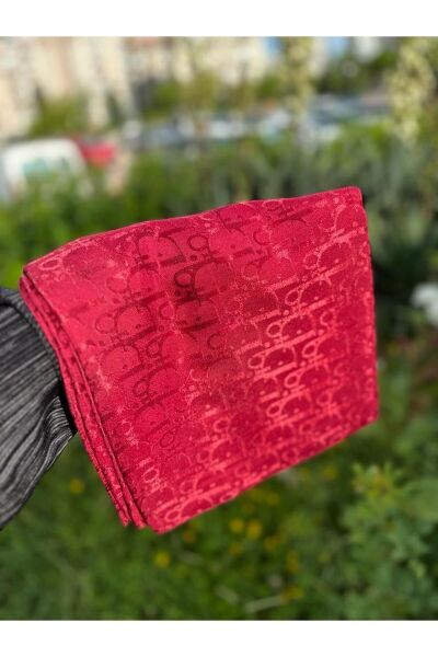 Kadın Tesettür Ipeksi Parlak Jakar D Desen Şal*kırmızı