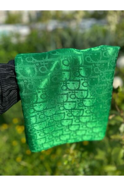Kadın Tesettür Ipeksi Parlak Jakar D Desen Şal*benetton Yeşili