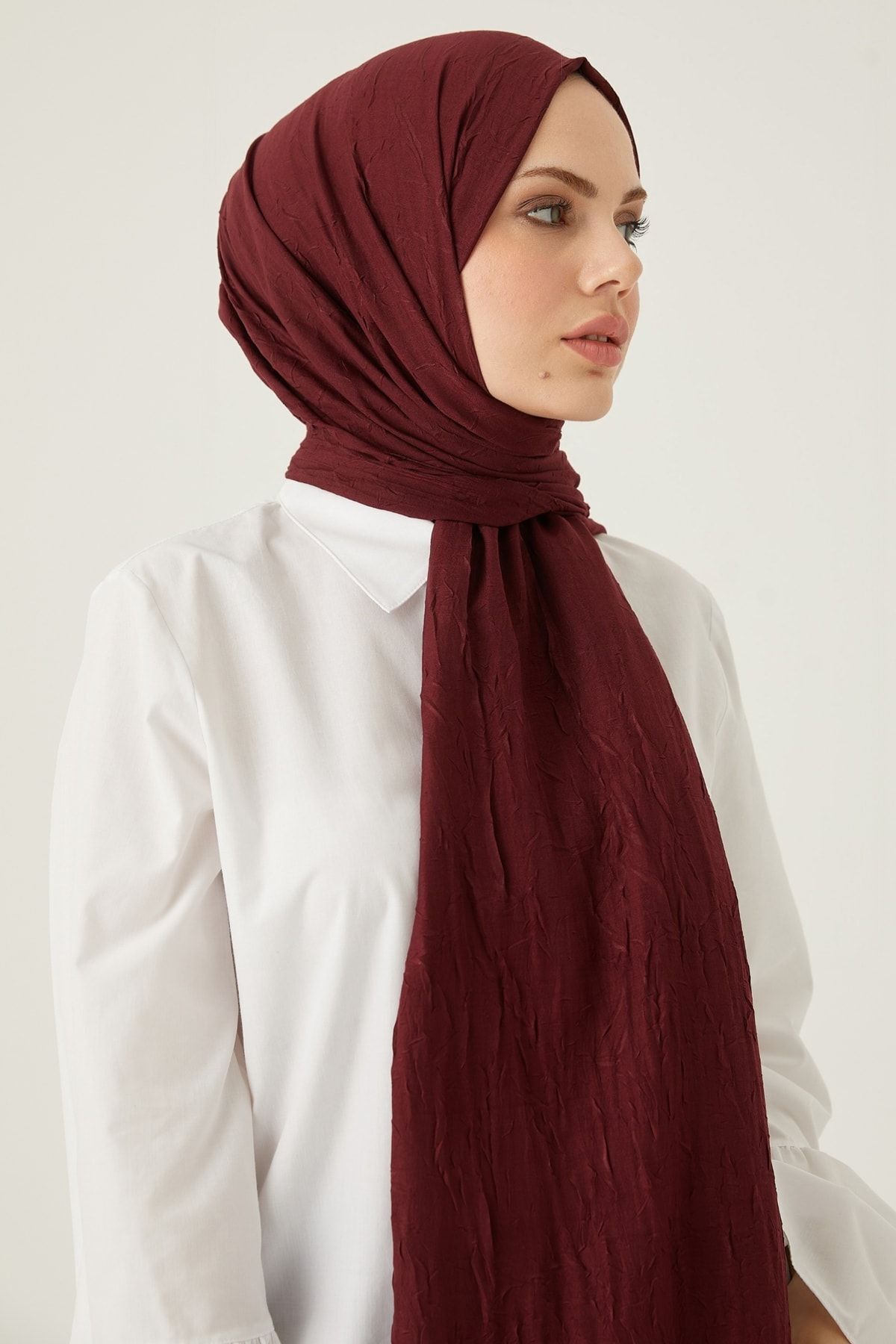 Kadın Tesettür Bambu Kraş Şal*bordo