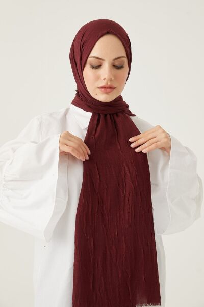 Kadın Tesettür Bambu Kraş Şal*bordo
