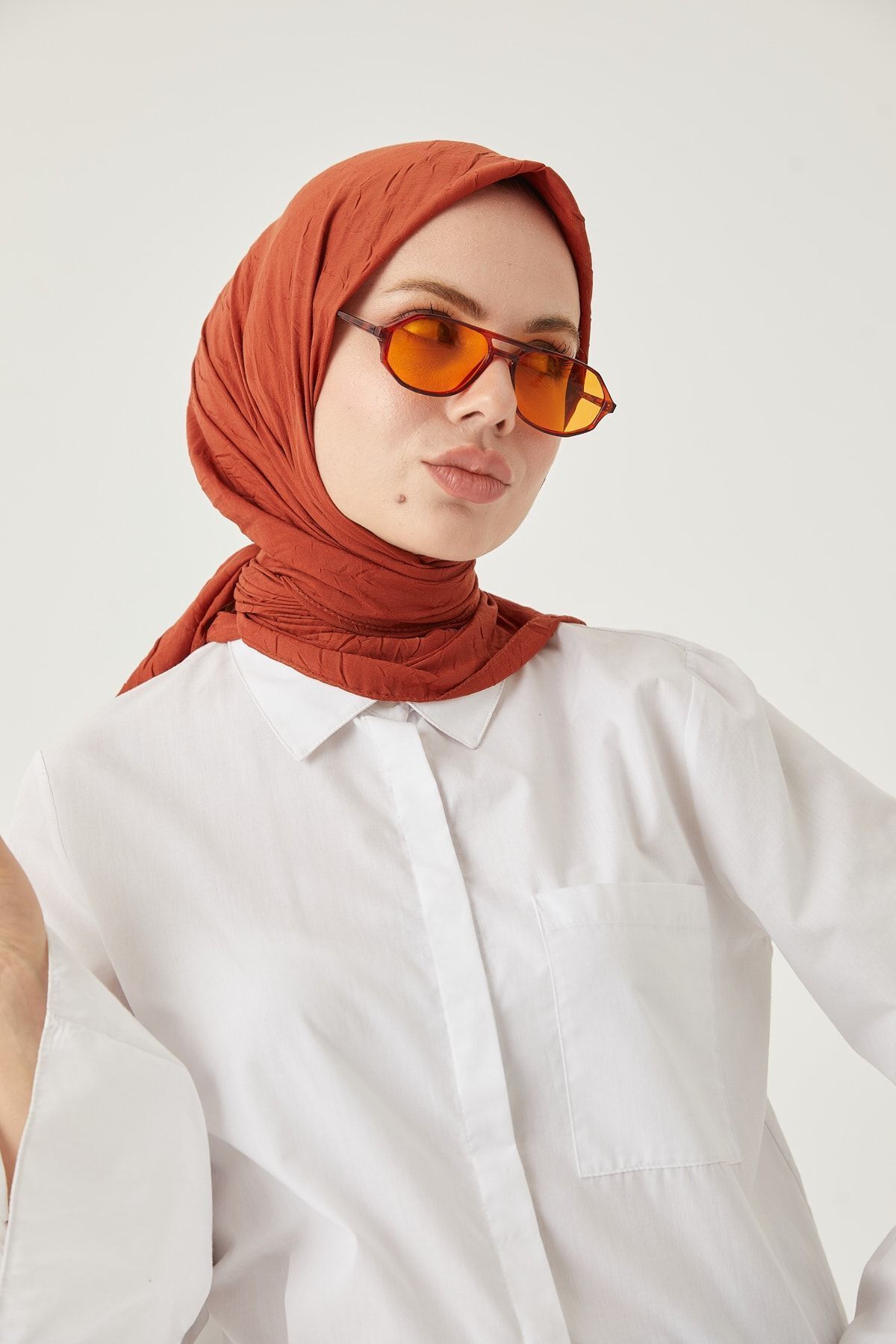 Kadın Tesettür Bambu Kraş Eşarp*kiremit