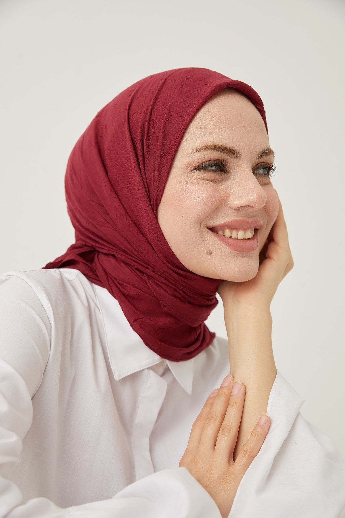 Kadın Tesettür Bambu Kraş Eşarp*koyu Bordo