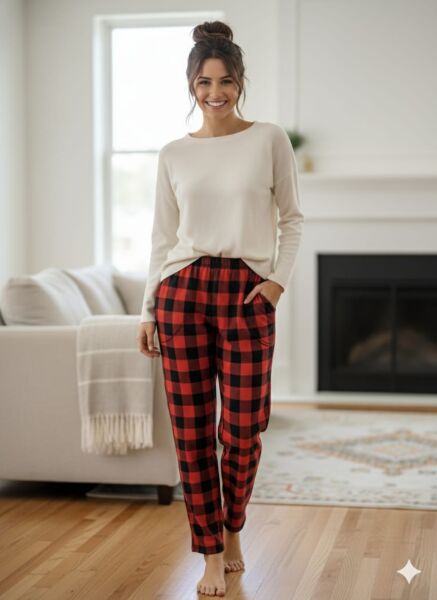 KADİFE DOKULU DESENLİ KADIN PİJAMA ALT