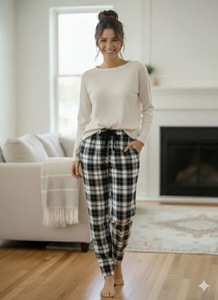 KADİFE DOKULU DESENLİ KADIN PİJAMA ALT