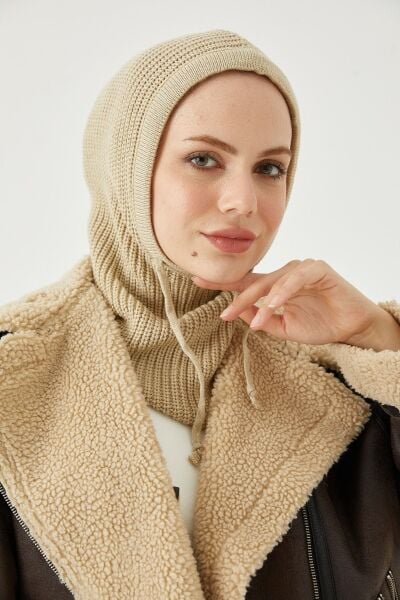 Balaclava Triko Başlık*krem